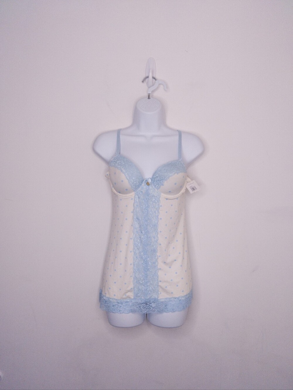 Jessica Simpson Lingerie Babydoll Slip Size Small White & Light Blue NWT